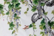 설파,안창수 화백의 포도나무(同樂) - 가로60cm x 세로100cm  화선지에 수묵채색